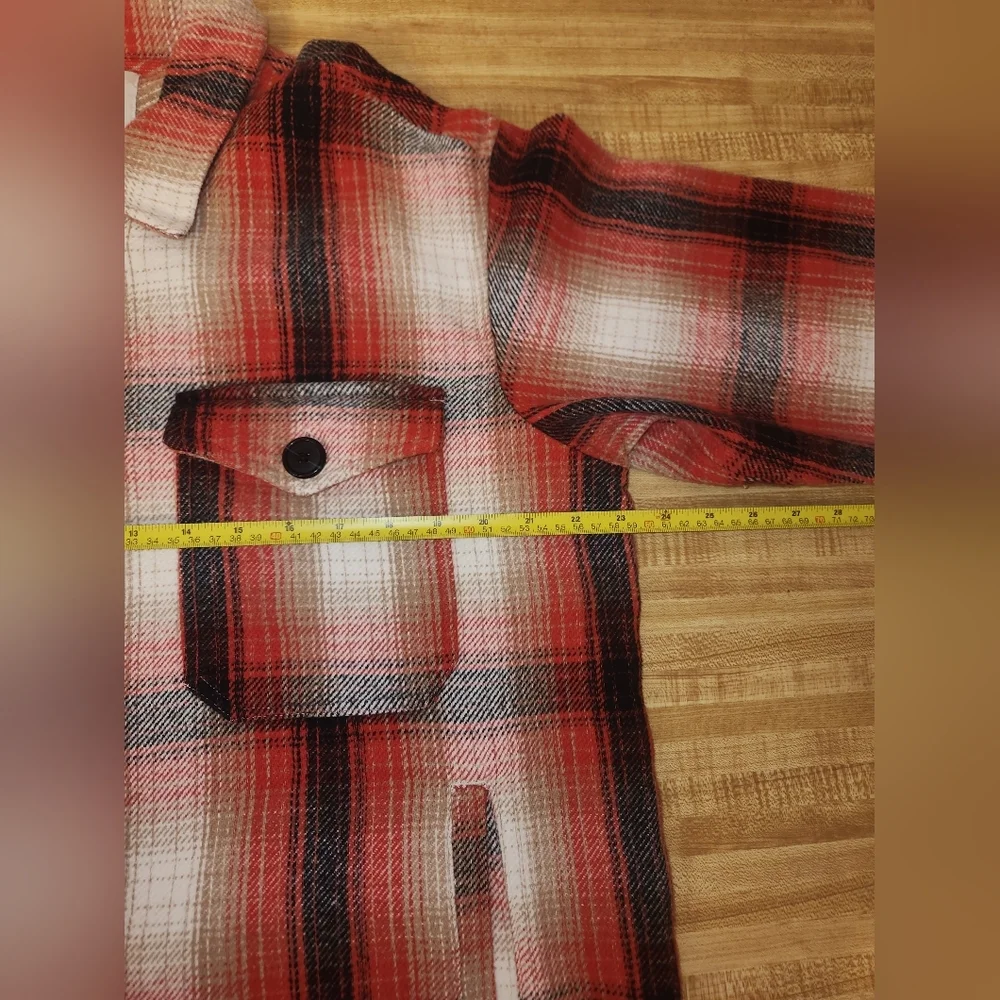 LUCKY BRAND Red plaid Oversized Shirt Jacket, size S